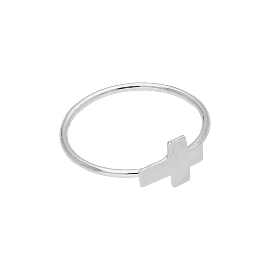 14ct White Gold Cross Open Hoop 22Ga Nose Ring