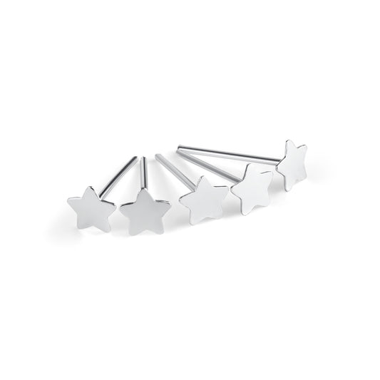 5 x Sterling Silver Star Straight Pin End 22Ga Nose Studs