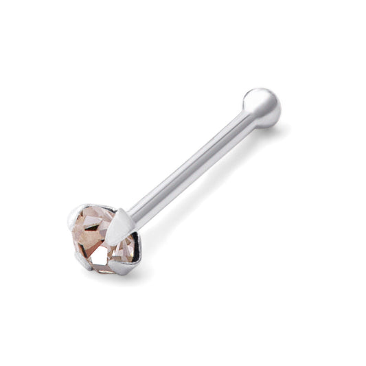 Sterling Silver 1.5mm CZ 24Ga Nose Stud Ball End