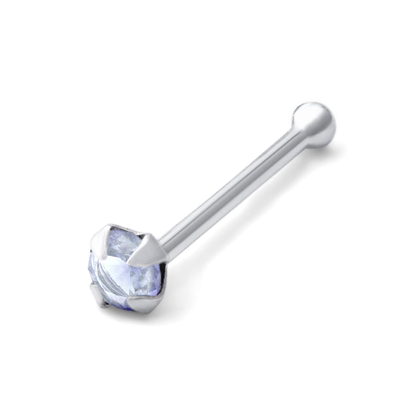 Sterling Silver 1.5mm CZ Alexandrite 22Ga Nose Stud Ball End