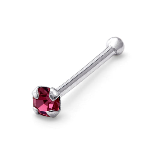 Sterling Silver 1.5mm CZ Tourmaline 22Ga Nose Stud Ball End