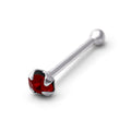 Sterling Silver 1.5mm CZ Garnet 22Ga Nose Stud Ball End