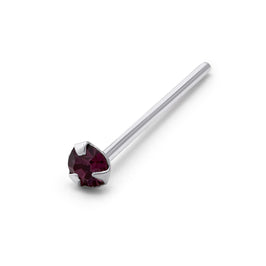 Sterling Silver 1.5mm CZ Amethyst Claw 25Ga Nose Stud