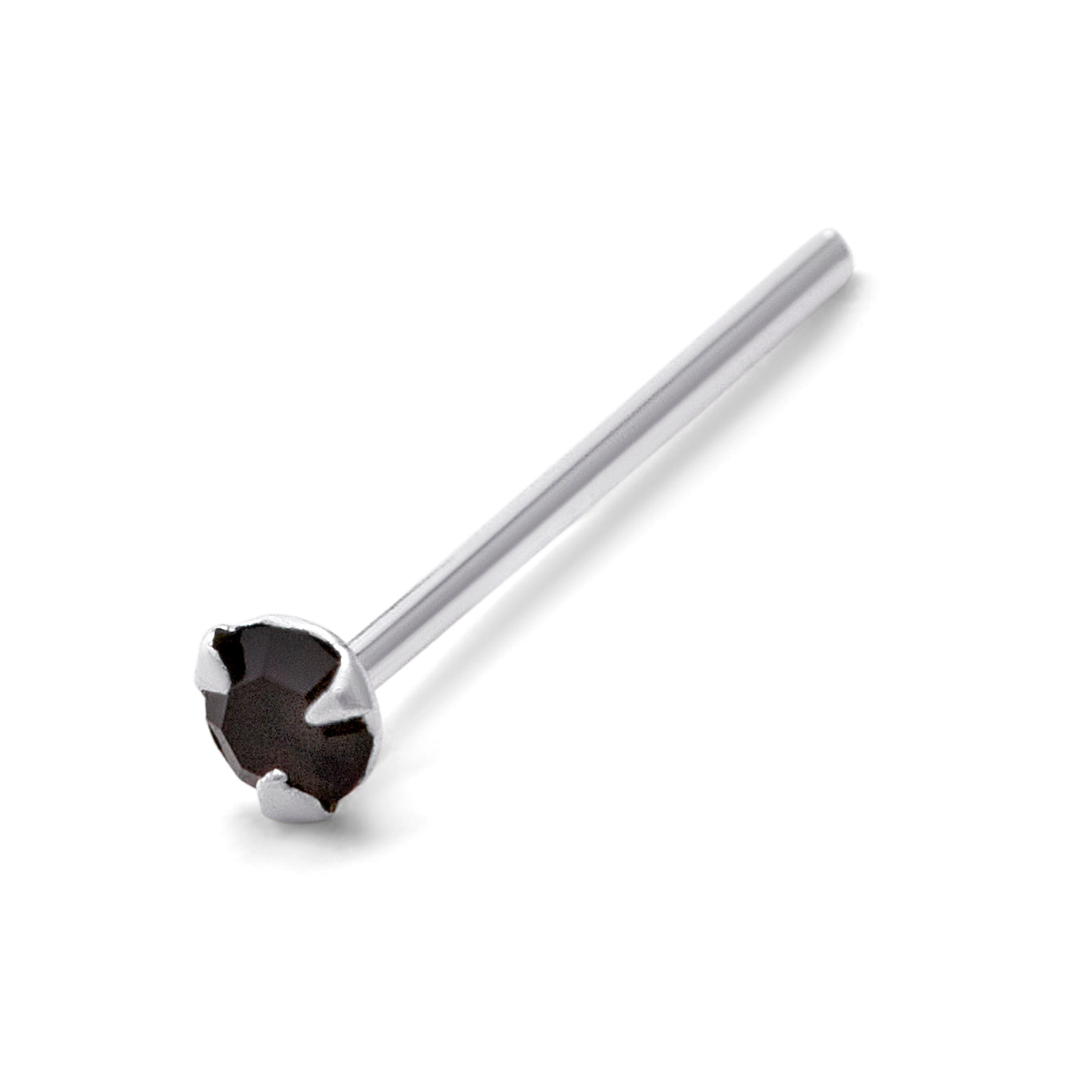 Sterling Silver 1.5mm CZ Black Claw 25Ga Nose Stud Pin End