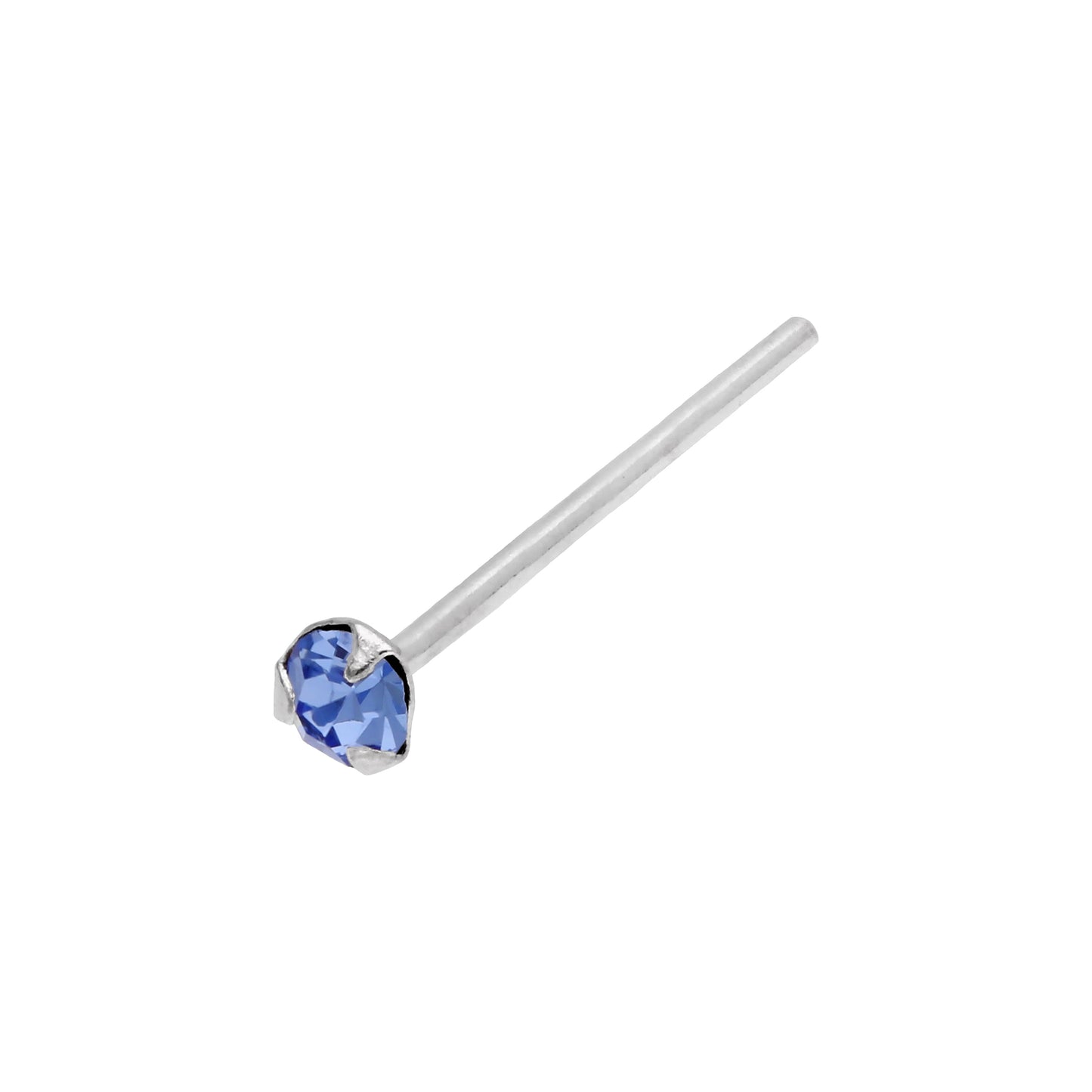 Sterling Silver Lavender CZ 3 Claw Pin End Nose Stud