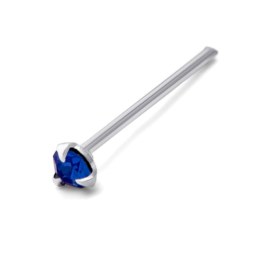Sterling Silver 1.5mm CZ Sapphire Claw 25Ga Nose Stud Pin End