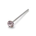 Sterling Silver 2mm Round CZ 22Ga Nose Stud Straight Pin End