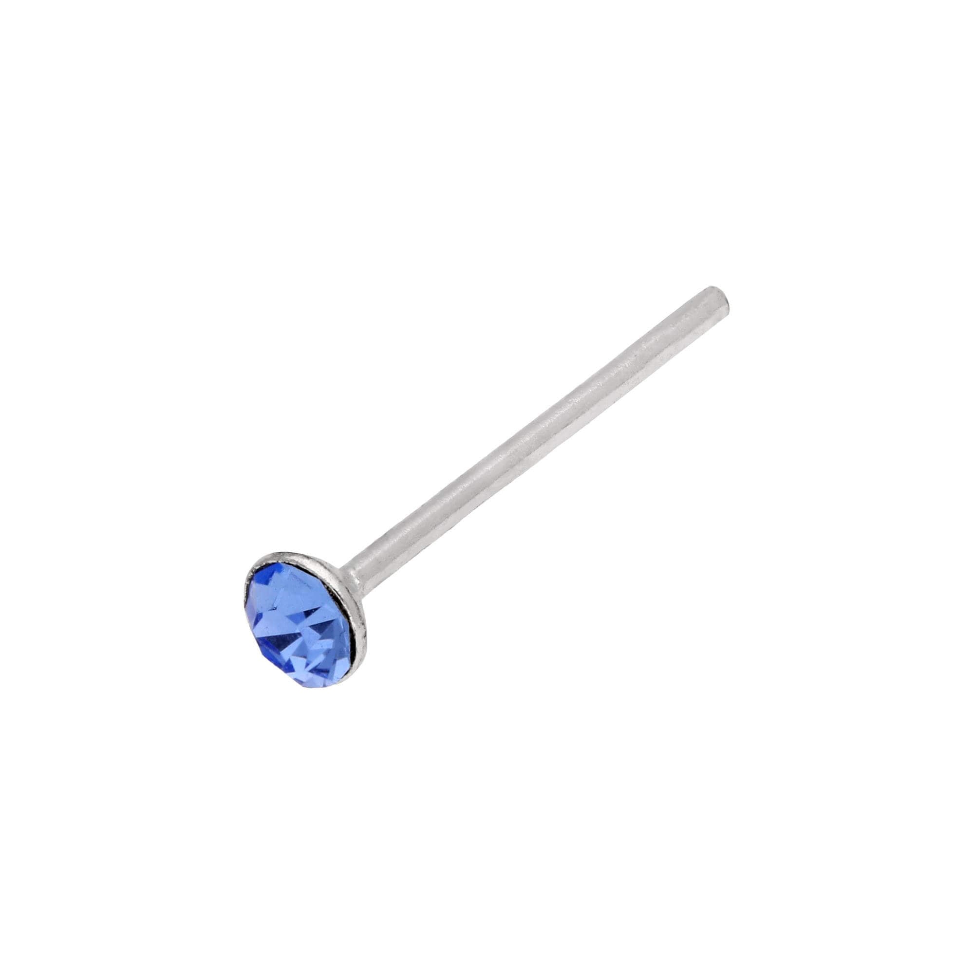 Sterling Silver CZ Alexandrite Round Nose Stud Straight End