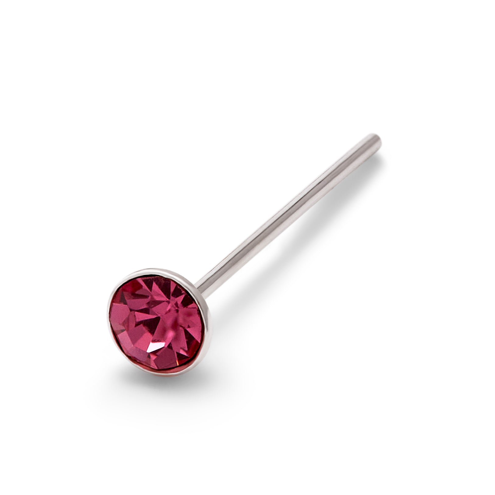 Sterling Silver 2mm Round CZ Tourmaline 22Ga Nose Stud