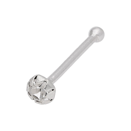 Sterling Silver CZ Nose Stud Ball End