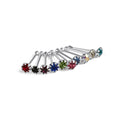 10 x Sterling Silver Multi-Colour CZ Ball End 22Ga Nose Studs
