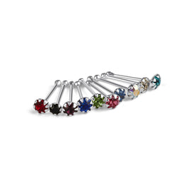 10 x Sterling Silver Multi-Colour CZ Ball End 22Ga Nose Studs