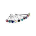 10 x Sterling Silver Multi-Colour CZ Straight End 22Ga Nose Studs