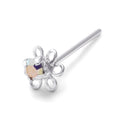 Sterling Silver Aurora Borealis Rhinestone Flower Nose Stud