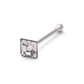 Sterling Silver 2mm Square CZ 22Ga Nose Stud Ball End