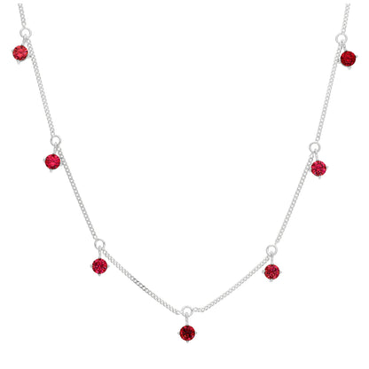 Sterling Silver Multi Garnet CZ January Birthstone Dangle Chain Necklace