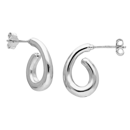 Sterling Silver Chunky Liquid Open Hoop Stud Earrings