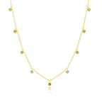 Gold Plated Sterling Silver Multi Peridot CZ Necklace 16+2 Inches