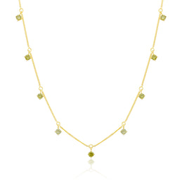Gold Plated Sterling Silver Multi Peridot CZ Necklace 16+2 Inches