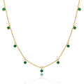 Gold Plated Sterling Silver Multi Emerald CZ Necklace 16+2 Inches