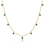 Gold Plated Sterling Silver Multi Emerald CZ Necklace 16+2 Inches