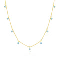 Gold Plated Sterling Silver Multi Aquamarine CZ Necklace 16+2 Inches