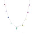 Sterling Silver Multi Rainbow CZ Necklace 16+2 Inches