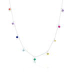 Sterling Silver Multi Rainbow CZ Necklace 16+2 Inches
