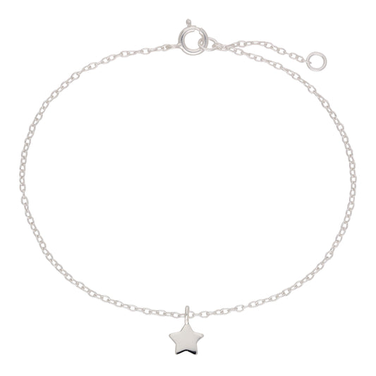 Sterling Silver Christmas Star Adjustable Bracelet 7 Inches