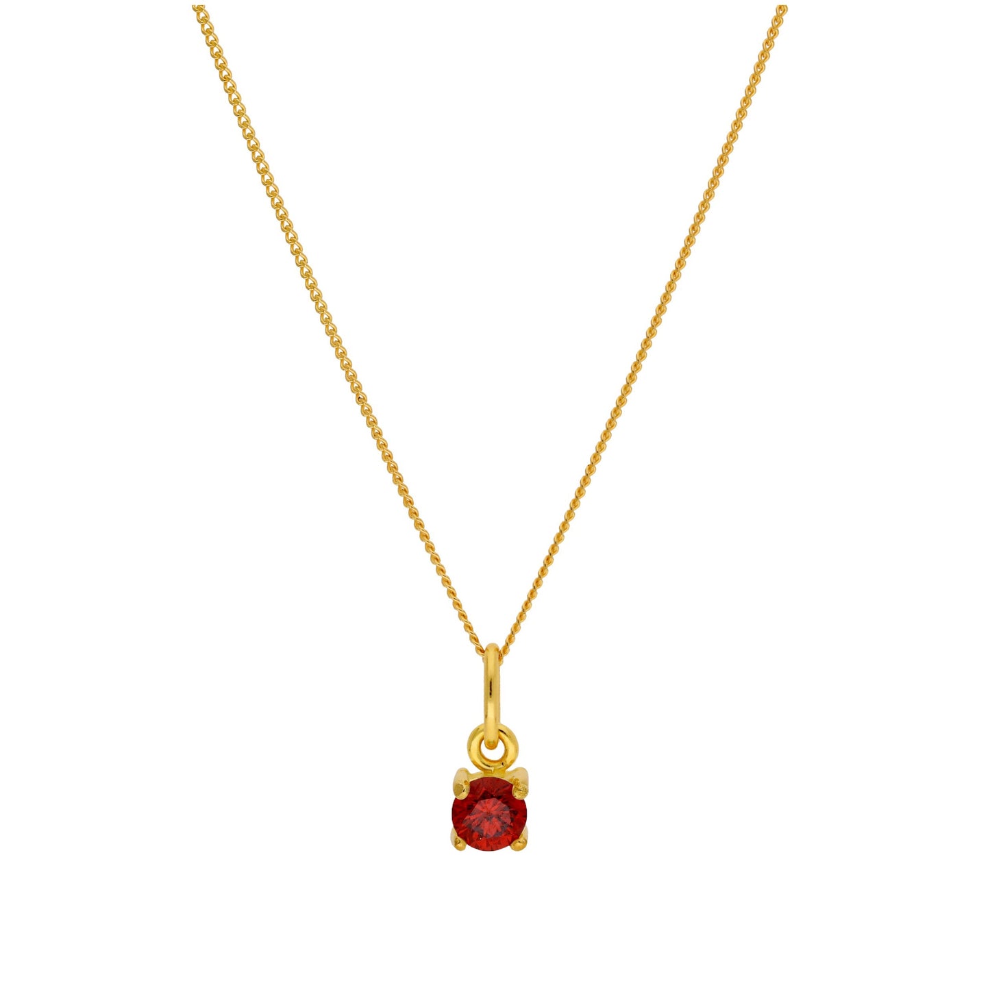 Gold Plated Sterling Silver 4mm Garnet CZ Birthstone Necklace 16-32 Inches