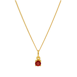 Gold Plated Sterling Silver 4mm Garnet CZ Birthstone Necklace 16-32 Inches