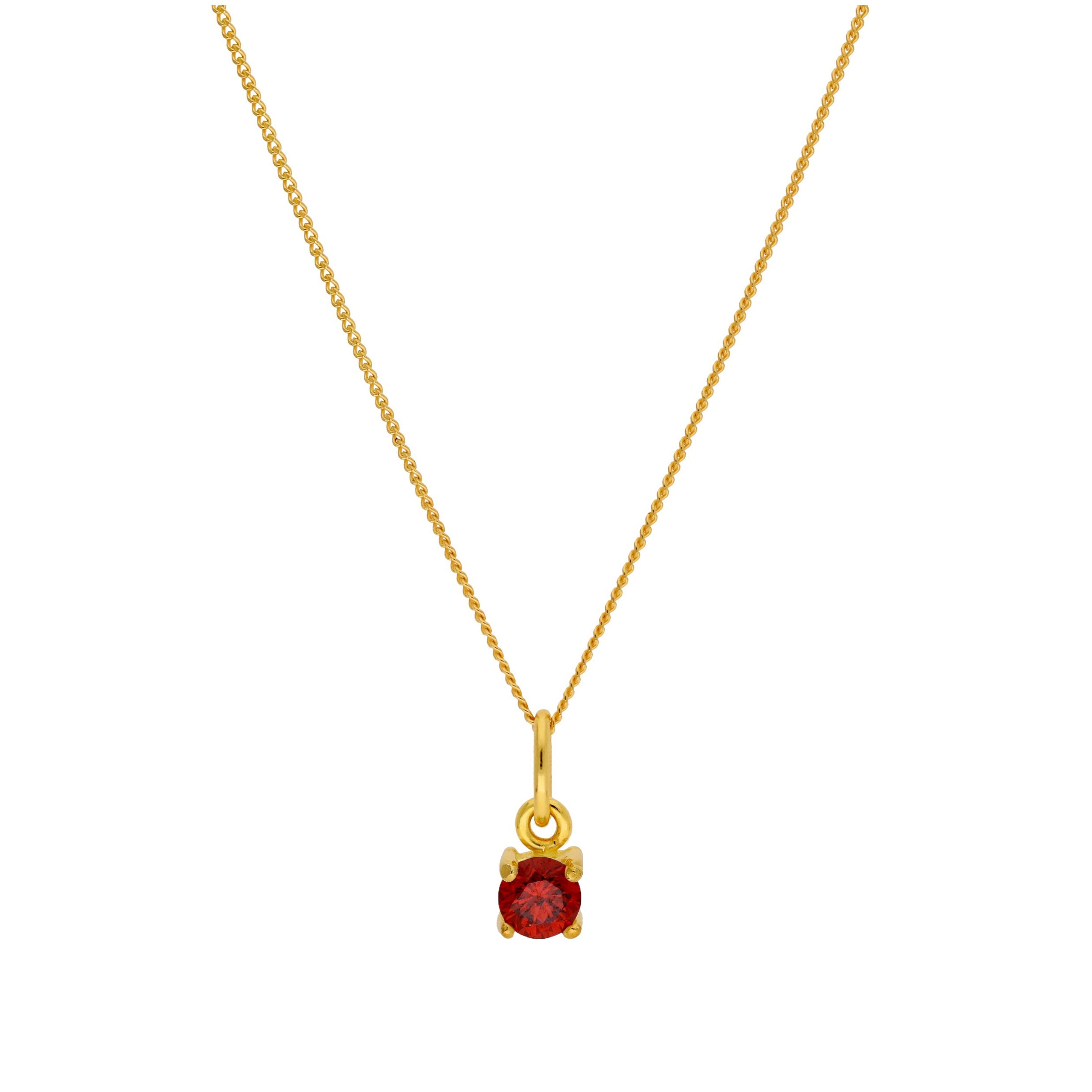 Gold Plated Sterling Silver 4mm Garnet CZ Birthstone Necklace 16-32 Inches