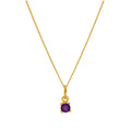 Gold Plated Sterling Silver 4mm Amethyst CZ Birthstone Necklace 14-32 Inches