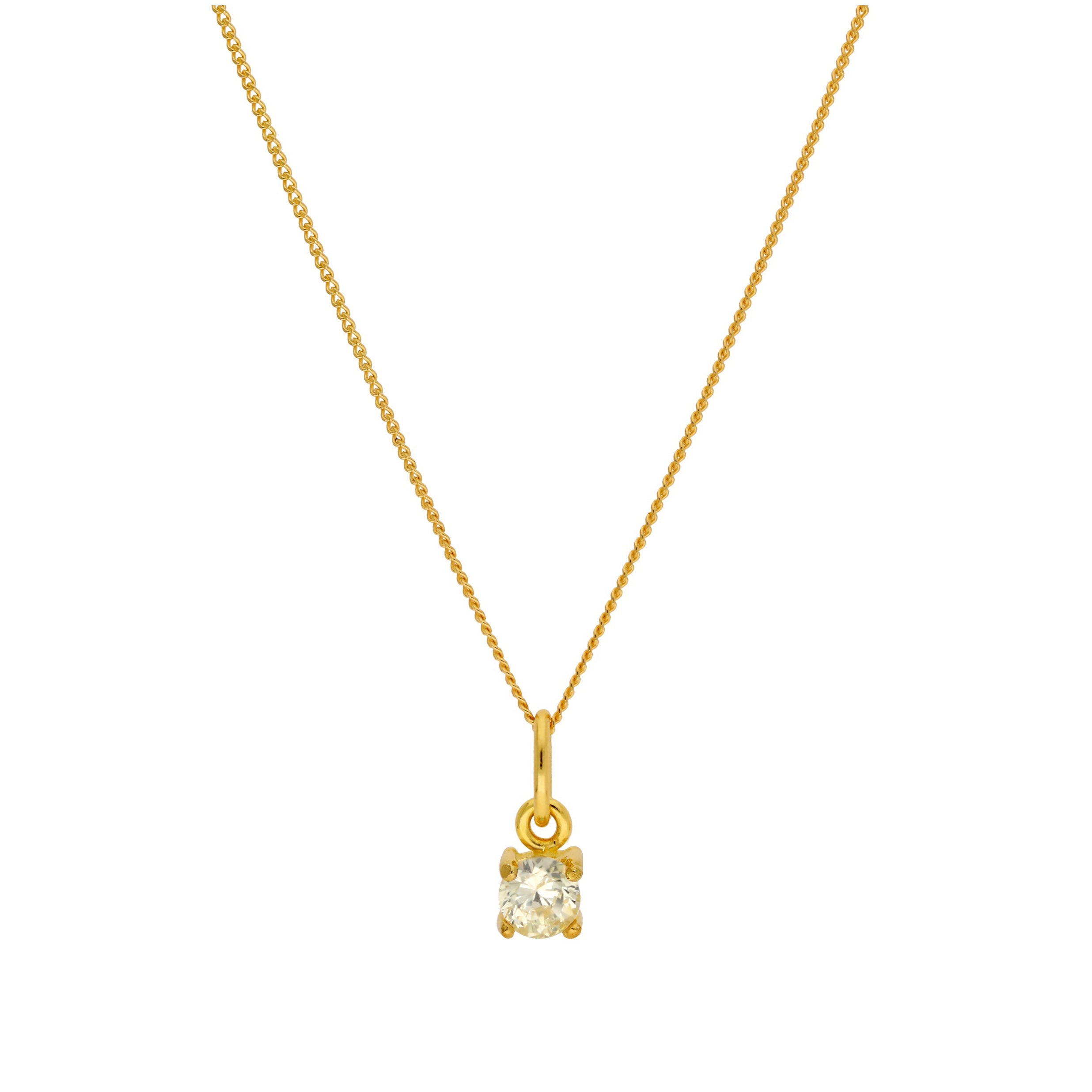 Gold Plated Sterling Silver 4mm Peridot CZ Birthstone Necklace 14-32 Inches