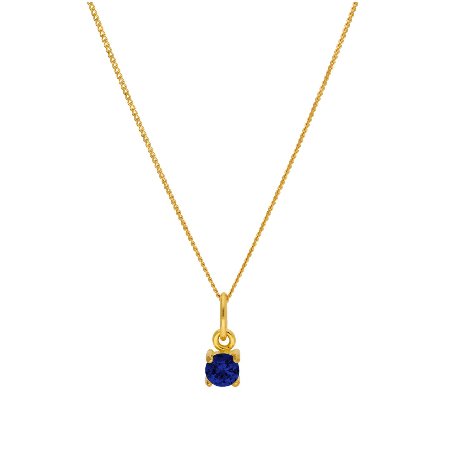 Gold Plated Sterling Silver 4mm Sapphire CZ Birthstone Necklace 14-32 Inches