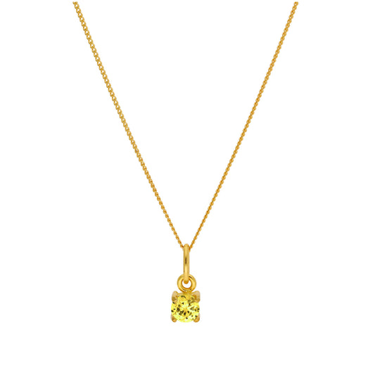 Gold Plated Sterling Silver 4mm Citrine CZ Birthstone Necklace 14-32 Inches