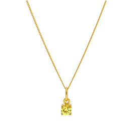 Gold Plated Sterling Silver 4mm Citrine CZ Birthstone Necklace 14-32 Inches