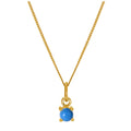 Gold Plated Sterling Silver 4mm Turquoise Birthstone Claw Necklace 14 - 16 Inches