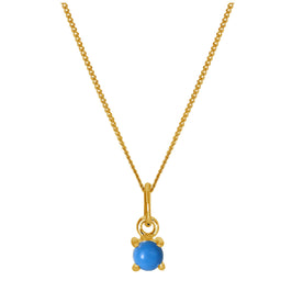 Gold Plated Sterling Silver 4mm Turquoise Birthstone Claw Necklace 14 - 16 Inches