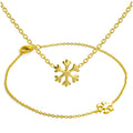 Gold Plated Sterling Silver Snowflake Bracelet Necklace Set