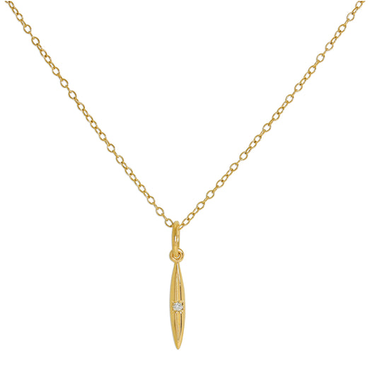 Gold Plated Sterling Silver & Genuine Diamond Spike Pendant Necklace 14 - 22 Inches
