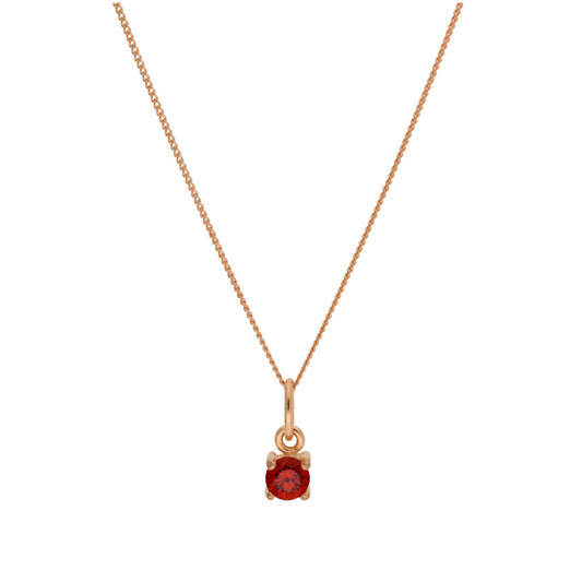Rose Gold Plated Sterling Silver Garnet CZ Birthstone Necklace 14 - 32 Inches