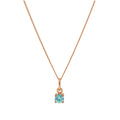 Rose Gold Plated Sterling Silver Aquamarine CZ March Necklace 14 - 32 Inches