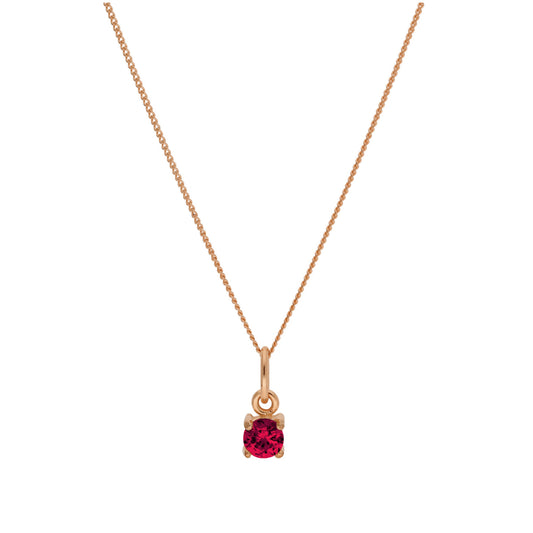 Rose Gold Plated Sterling Silver Ruby CZ Birthstone Necklace 14 - 32 Inches