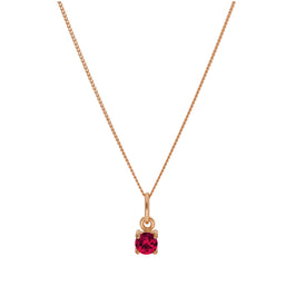 Rose Gold Plated Sterling Silver Ruby CZ Birthstone Necklace 14 - 32 Inches