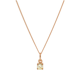 Rose Gold Plated Sterling Silver Peridot CZ Birthstone Necklace 14 - 32 Inches