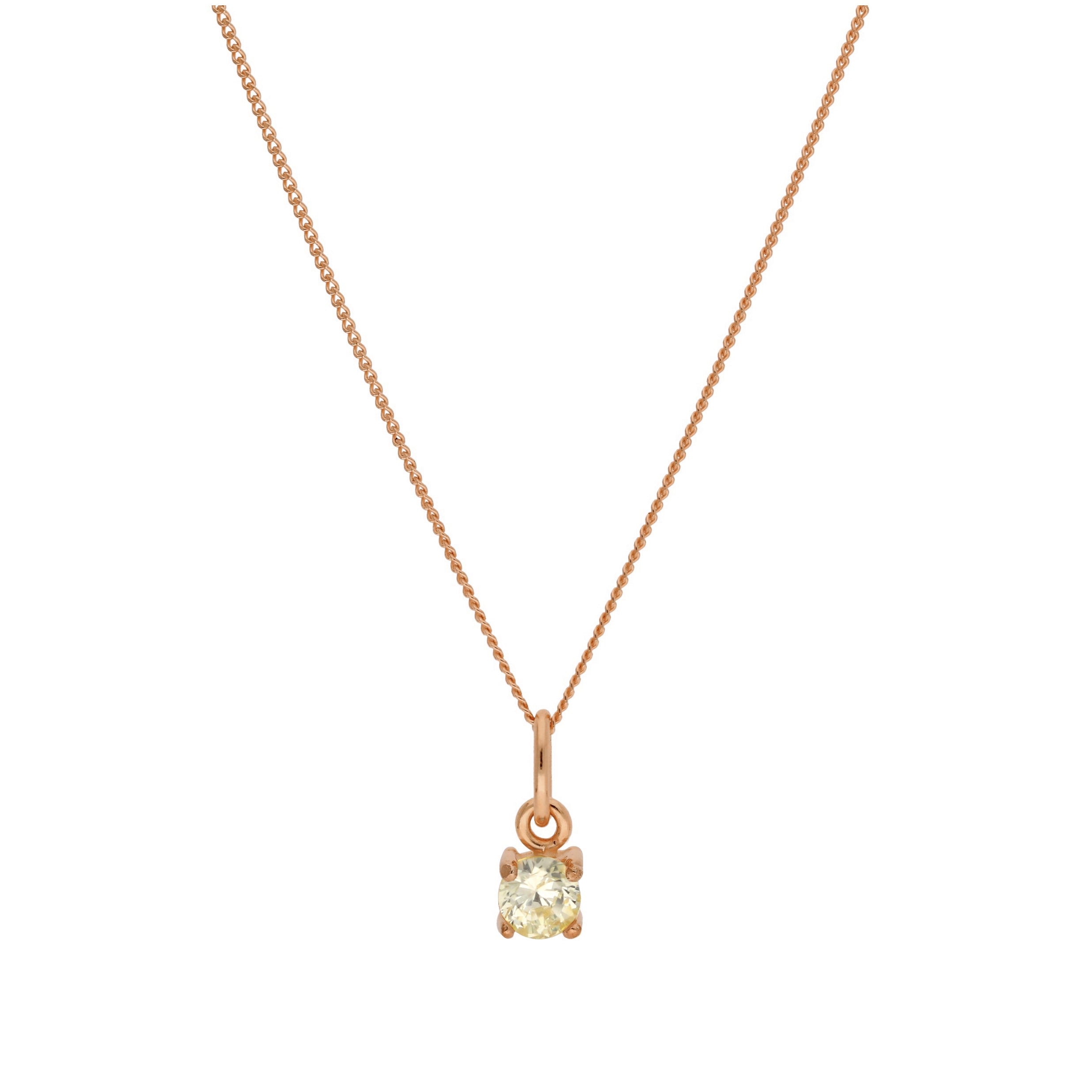 Rose Gold Plated Sterling Silver Peridot CZ Birthstone Necklace 14 - 32 Inches