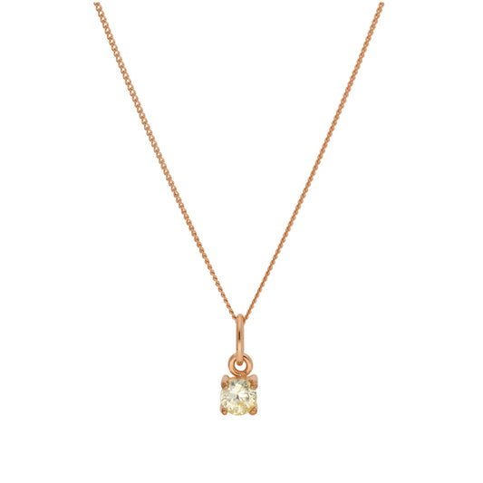 Rose Gold Plated Sterling Silver Peridot CZ Birthstone Necklace 14 - 32 Inches