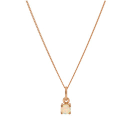 Rose Gold Plated Sterling Silver Opal CZ Birthstone Necklace 14 - 32 Inches