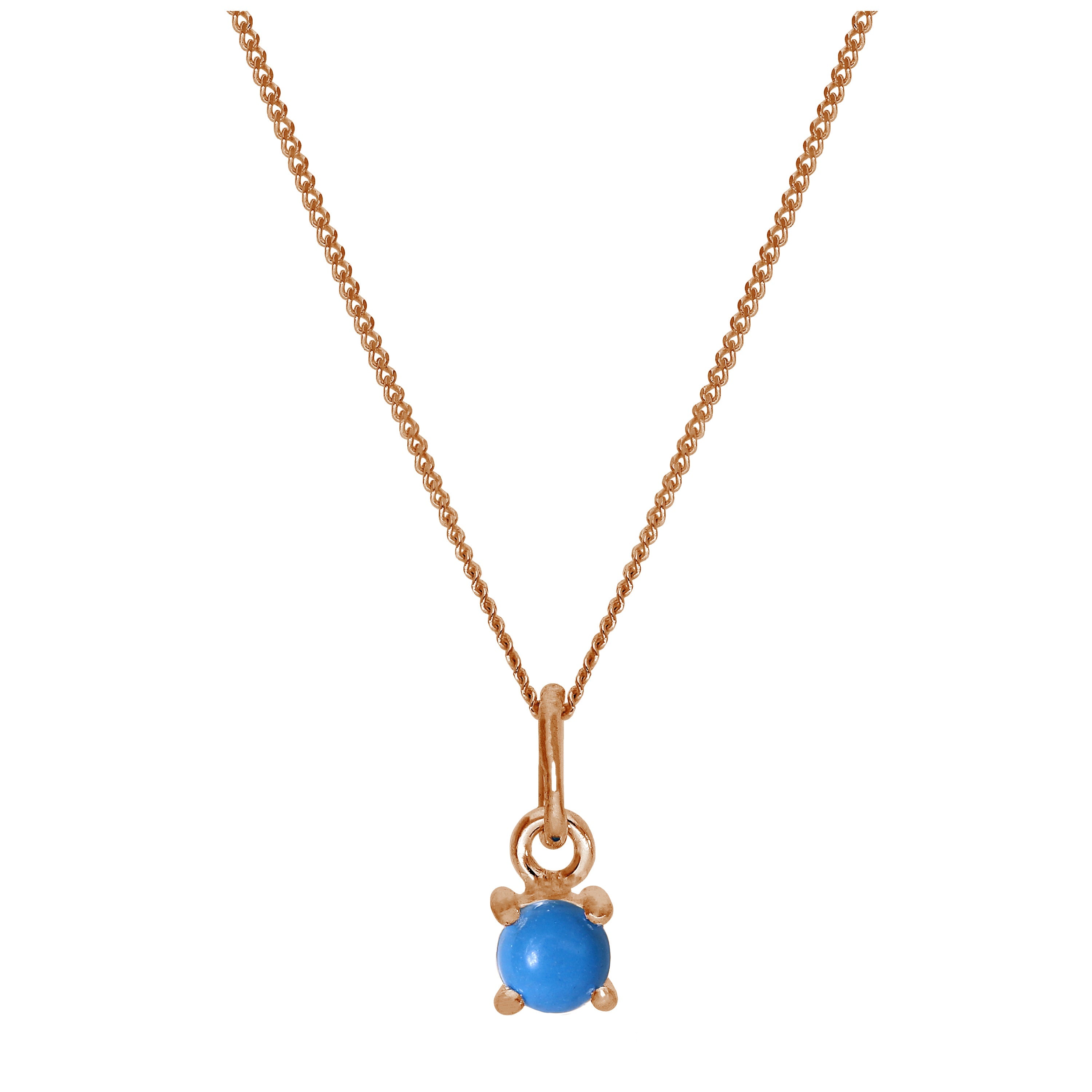 Rose Gold Plated Sterling Silver Turquoise Birthstone Necklace 14 - 32 Inches
